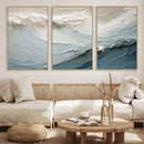 Waves Abstract Wall Art Print, Modern Framed Abstract Canvas