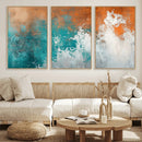 Vintage Abstract Print - Bold Teal and Orange Canvas Wall