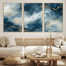 Large Abstract Print - Luxe Blue and Gold Abstract Canvas