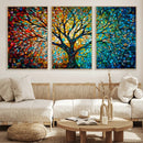 Yggdrasil Tree of Life Wall Art Print | Mosaic Style 3-Panel