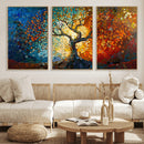 Yggdrasil Tree of Life Mosaic Stained Glass Wall Art Canvas,