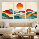 Southwest Mountain Wall Art Canvas Print – Boho Triptych