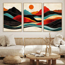 Western Wall Decor - Large Triptych Mountain Canvas - Boho