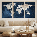 Vintage World Map Canvas Wall Art - Framed Map Print for
