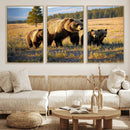 Grizzly Bear Family Wall Art Canvas Print – Majestic