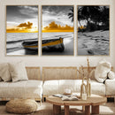 Yellow Rowboat Wall Art – Framed Tropical Shoreline Canvas by MyGreatCanvas | Canvas Wall Art Prints | Photo Prints & Wall Decor