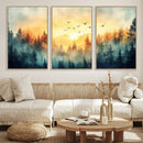 Sunrise Forest Wall Art – Framed Misty Pines Canvas Artwork by MyGreatCanvas | Canvas Wall Art Prints | Photo Prints & Wall Decor