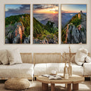 Mountain Sunset Panoramic Wall Art Canvas Print – Framed
