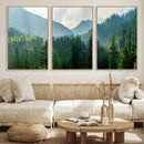 Misty Forest Mountain Wall Art Canvas Print – Framed Serene