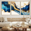 Blue Gold Flow Wall Art Canvas Print – Framed Marble Design by MyGreatCanvas | Canvas Wall Art Prints | Photo Prints & Wall Decor