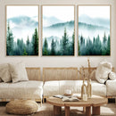 Pine Forest Wall Art Canvas Print – Misty Mountains Foggy