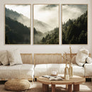 Misty Valley Wall Art Canvas Print – Foggy Forest Pine Trees