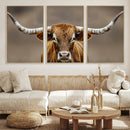 Texas Longhorn Wall Art Canvas Print – Brown Bull Rustic