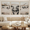 Texas Longhorn Wall Art Canvas Print – Framed Speckled Bull