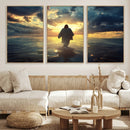 Jesus Walks Wall Art Canvas Print Framed Divine Sunset Art