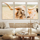 Texas Longhorn Wall Art Canvas Print – Framed Speckled Cow