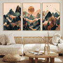 Wood Mountain Landscape Wall Art Canvas Print – Framed