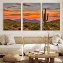 Saguaro Cactus Wall Art Canvas Print – Framed Arizona Sunset
