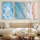 Aerial Ocean View Wall Art Canvas Print – Framed Soft Blue