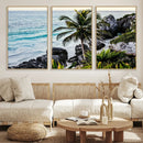 Tropical Coastline Wall Art Canvas Print – Framed Palm Tree