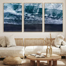 Black Beach Wall Art Canvas Print – Framed Aerial Ocean View