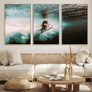 Vibrant Aquatic Motion Wall Art Canvas Print – Framed