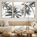 Black and White Palm Wall Art Canvas Print – Framed
