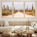 Desert Cactus Lined Road Wall Art Canvas Print – Framed by MyGreatCanvas | Canvas Wall Art Prints | Photo Prints & Wall Decor
