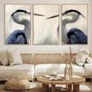 Blue Heron Pair Wall Art Canvas Print – Framed Coastal Bird