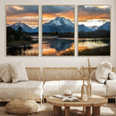 Mountain Sunset Wall Art Canvas Print – Framed Alpine