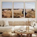Western Wall Art Canvas Print – Framed Cowboy Cattle Drive