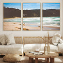 Tranquil Beach Scene Wall Art Canvas Print – Framed Blue