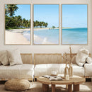 Palm Tree Coast Wall Art Canvas Print – Framed Island Getaway with Crystal Blue Water Scenic Artwork for Home, Office by MyGreatCanvas | Canvas Wall Art Prints | Photo Prints & Wall Decor