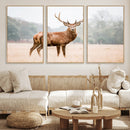 Vintage Wildlife Wall Art Canvas Print – Misty Landscape