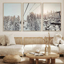 Frosty Pines Wall Art Canvas Print – Framed Cozy Cabin Ski