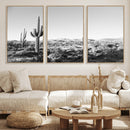 Saguaro Cactus Wall Art Canvas Print – Framed Monochrome