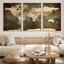 Large Framed Vintage World Map Wall Art Print for Home Wall by MyGreatCanvas | Canvas Wall Art Prints | Photo Prints & Wall Decor