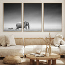 Elephand and Zebra Wall Art Canvas Print, Modern Artwork