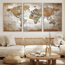 Vibrant Watercolor World Map Canvas Wall Art – Framed Travel
