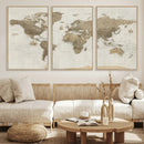 Detailed World Map Wall Art Canvas Print by MyGreatCanvas | Canvas Wall Art Prints | Photo Prints & Wall Decor