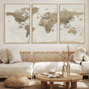 Detailed World Map Wall Art Canvas Print