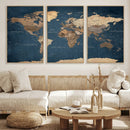 Navy Blue World Map Canvas Print – Framed Travel Map Wall by MyGreatCanvas | Canvas Wall Art Prints | Photo Prints & Wall Decor