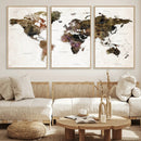 Watercolor World Map Print - Large Wall Art Canvas Print for