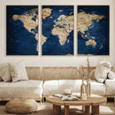 World Map Canvas Print – Framed Travel Map Wall Art for