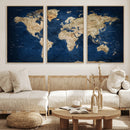 World Map Canvas Print – Framed Travel Map Wall Art for