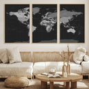 Black World Map Wall Art Canvas Print – Detailed Map of the by MyGreatCanvas | Canvas Wall Art Prints | Photo Prints & Wall Decor