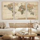 Framed World Map Wall Art for Home and Office Decor