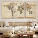 Framed World Map Wall Art for Home and Office Decor