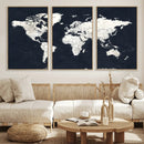 Black World Map Wall Art Canvas Print for Home Office and by MyGreatCanvas | Canvas Wall Art Prints | Photo Prints & Wall Decor