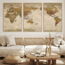 Vintage Detailed World Map Wall Art Canvas Print – Antique